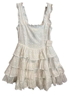 Altar'd State NWT White Eyelet Babydoll Dress Drop Waist Lace Ret $92 M